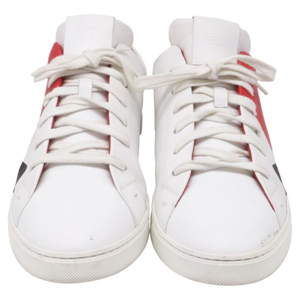 Fendi Monster Eyes Low Top Sneakers in White Leather
